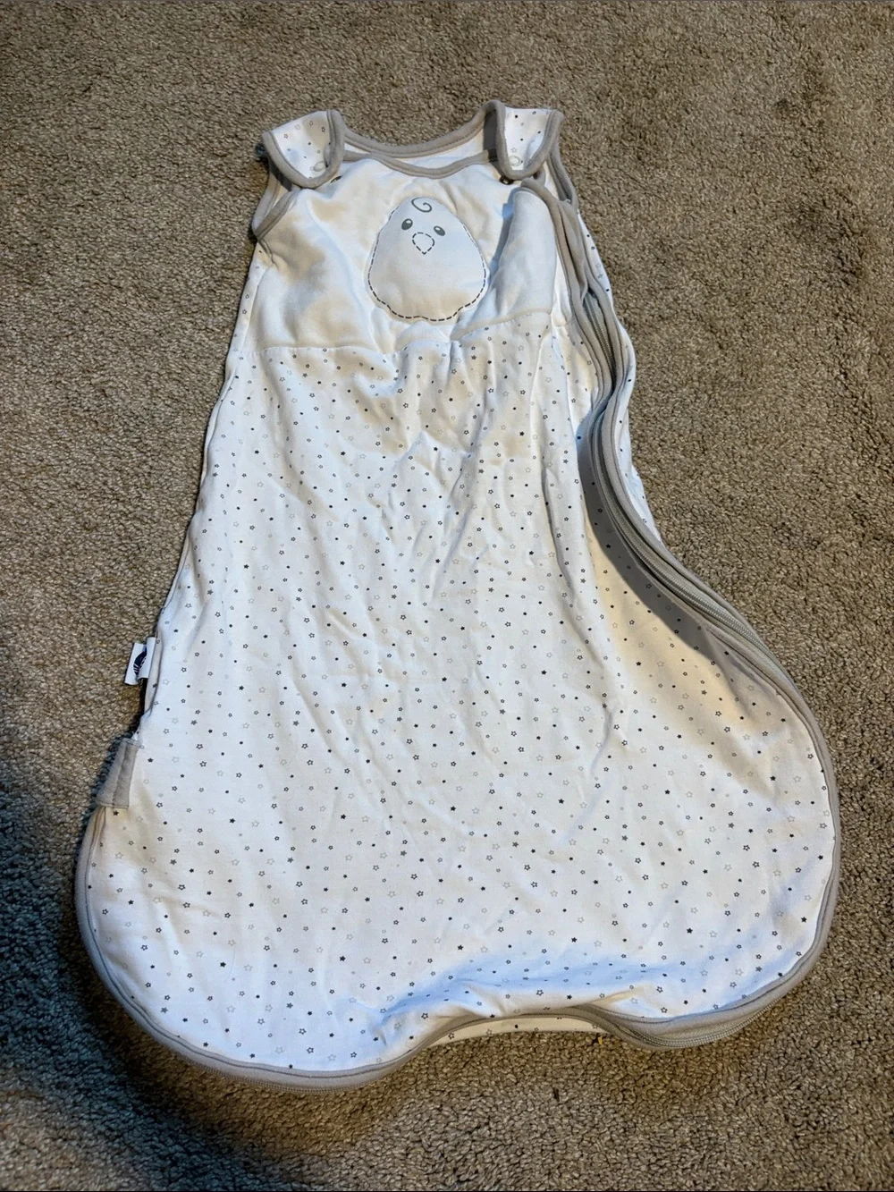 Nested Bean White and Gray Sleep Sack with Subtle Dot Print